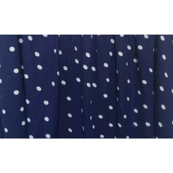 Free Bird Navy Blue & White Polka Dot Mini Skirt Y2K Flowy Mesh w/ Lining Small - Picture 2 of 4